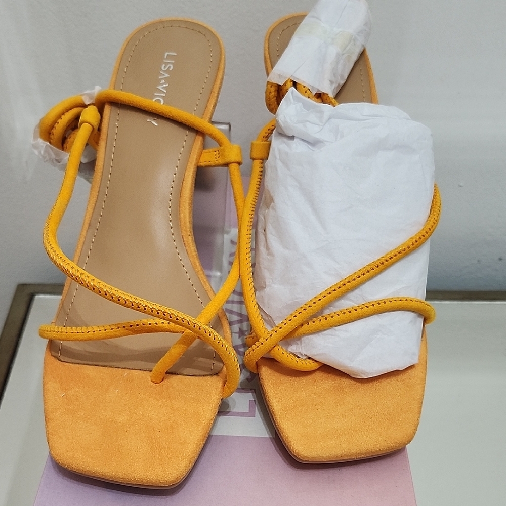 LisaVicky Women's Orange Strappy Sandals